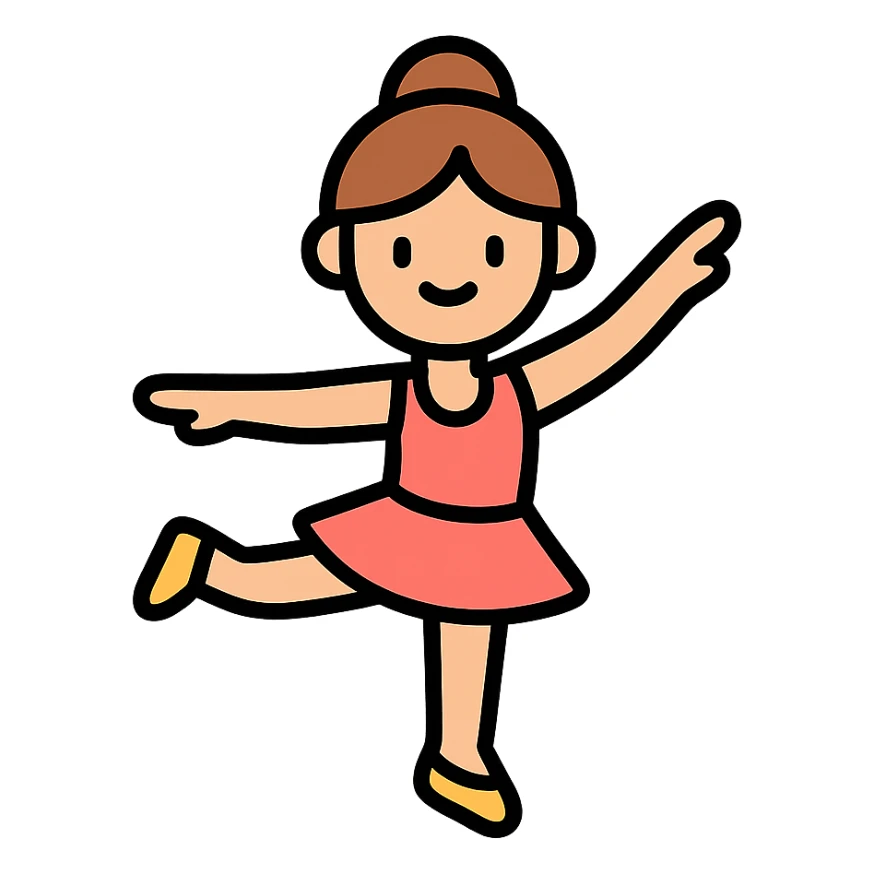 color outline icon of a girl doing ballet sticker