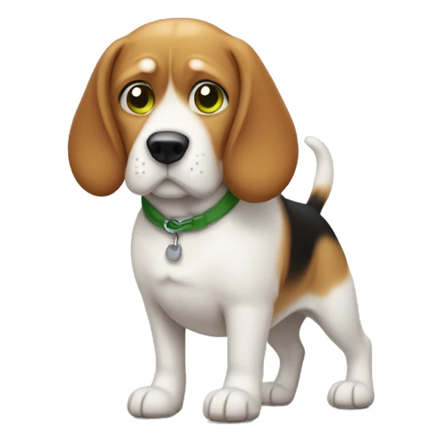 fat dog like a beagle but only with withe and brown color, who is setting in green fild sticker