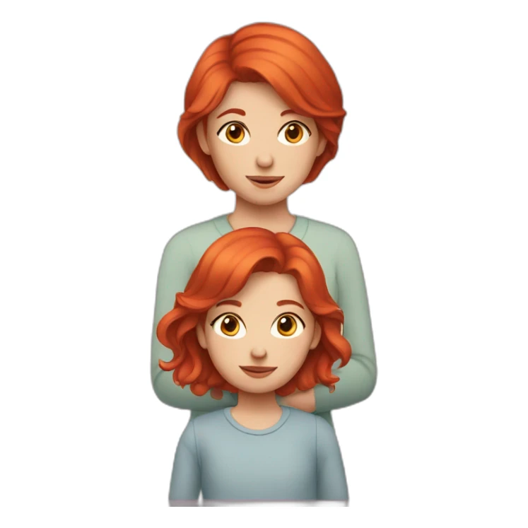 Red-haired girl with a child's face sticker