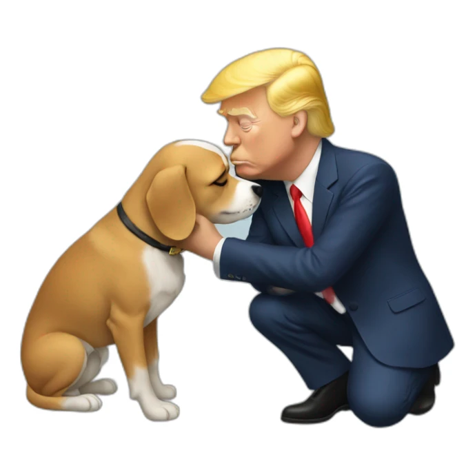 trump kissing a dog sticker