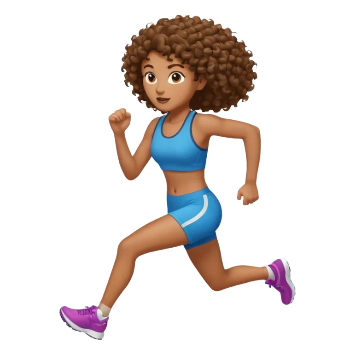 Treino de corrida mulher morena de cabelos cacheados sticker