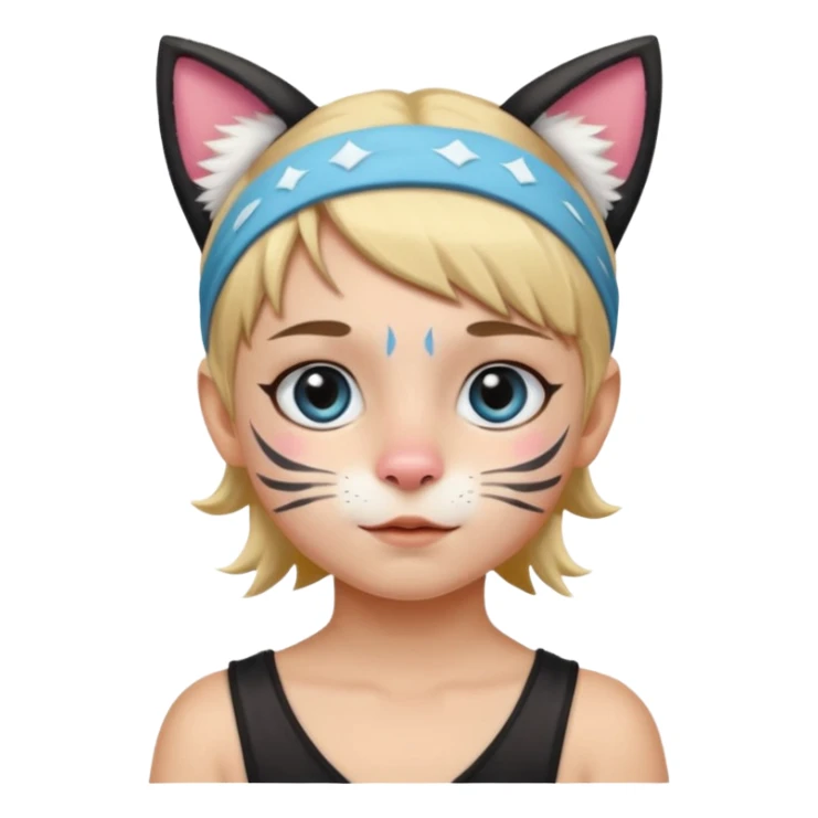 little kid with face paint and cat ear headband sticker
