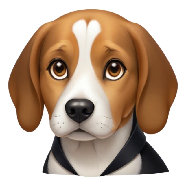 Cinematic Noble Beagle Portrait Emoji, Poised and regal, with a compact, sturdy build and a well-groomed coat of white, brown, and black, deep-set soulful hazel eyes, Simplified yet sharp and sophisticated features, highly detailed, glowing with a soft, dignified glow, high shine, intelligent and loyal, stylized with an air of strength, focused and attentive, soft glowing outline, capturing the essence of a watchful and confident companion, so majestic it feels as though it could step out of the screen with effortless authority! sticker