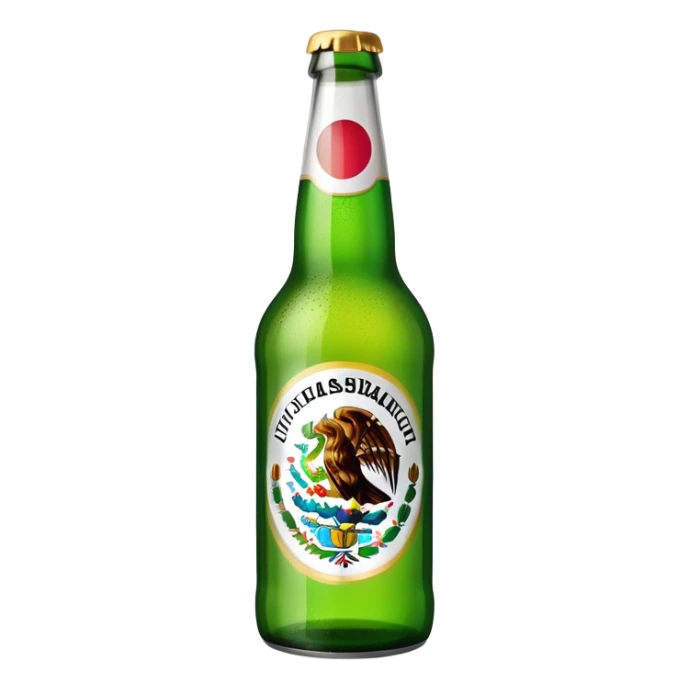 Beer bottle with lime wedge and Mexican flag colors sticker