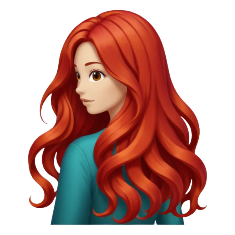back view of long red hair sticker