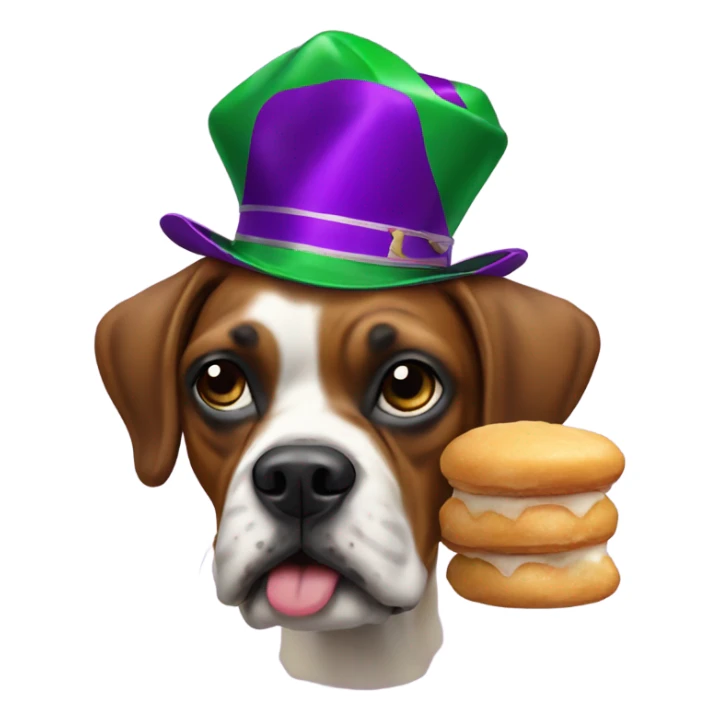 Mardi Gras boxer dog with beignets sticker