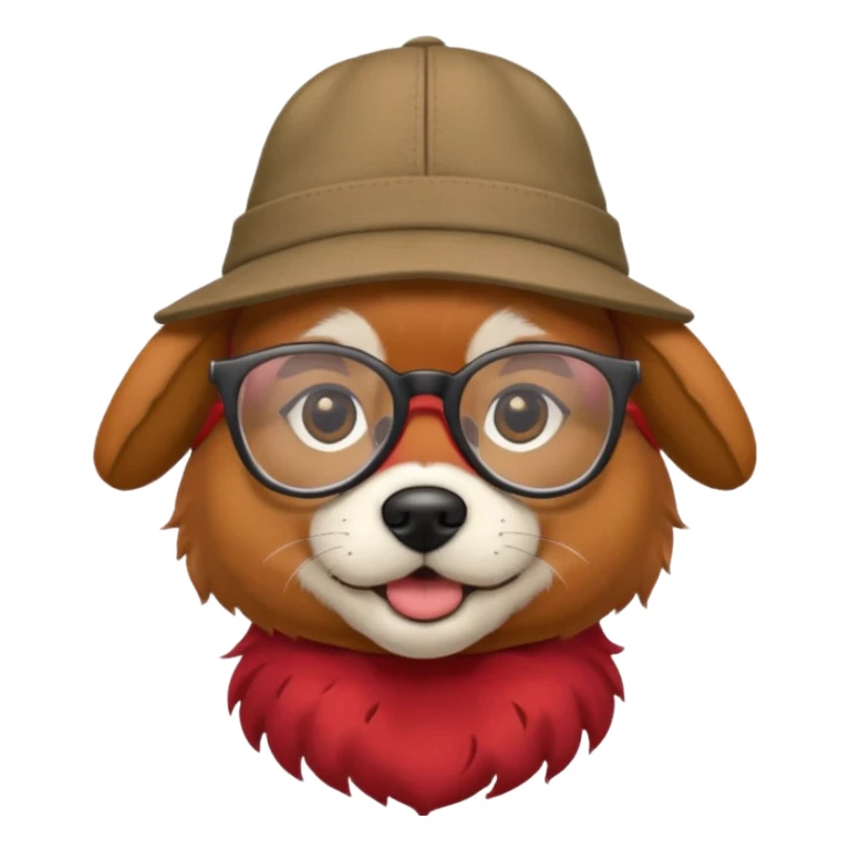 dog with red hair and glassess and hat sticker