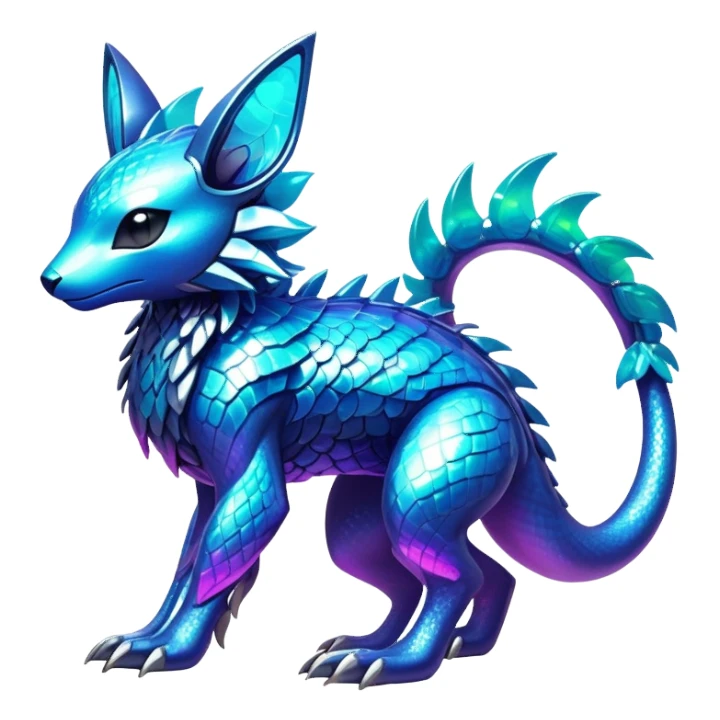  Epic legendary rare Shiny sparkly transparent bioluminescent luminescent vibrant bright pastel dark exotic iridescent colorful gradients futuristic modern metallic glossy glittery fantasy-cyber-Protogen-Fakémon-Pokémon-Vernid-creature sticker