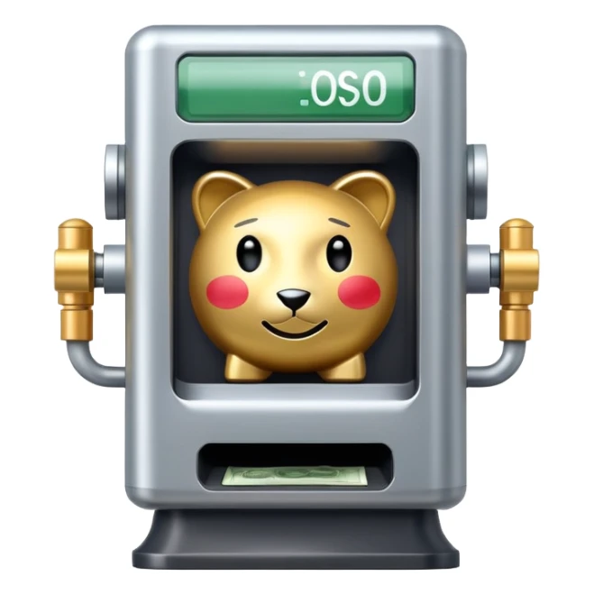 Money dispenser with crossed arms sticker