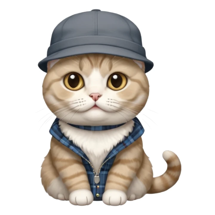 Rengi gri beyaz olan Cinsi scottish fold olan rapci kedi sticker
