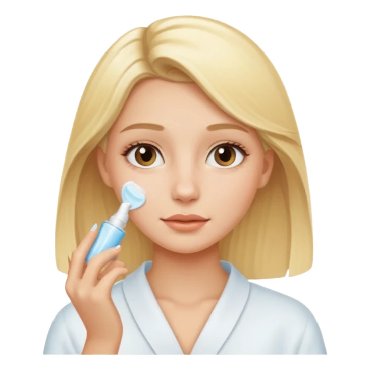 haz una chica rubia haciendose su skincare sticker