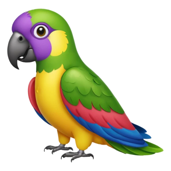 emoji de papagayo morado, sandia y amarillo sticker