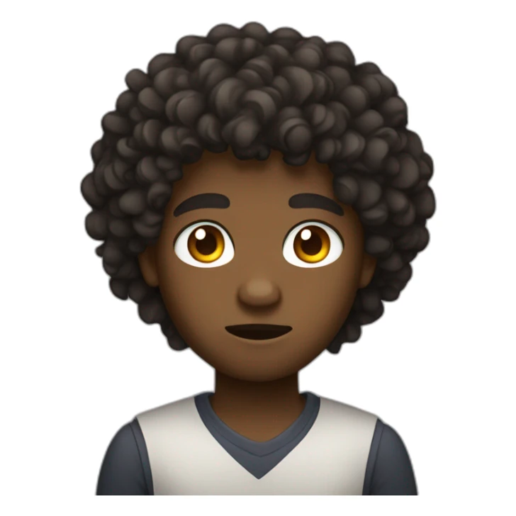 a black boy with curly hair and brown eyes who is angry sticker