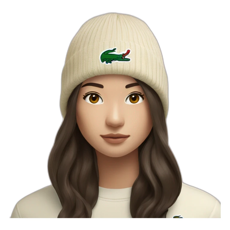 Brunette lacoste beanie with lacoste sticker
