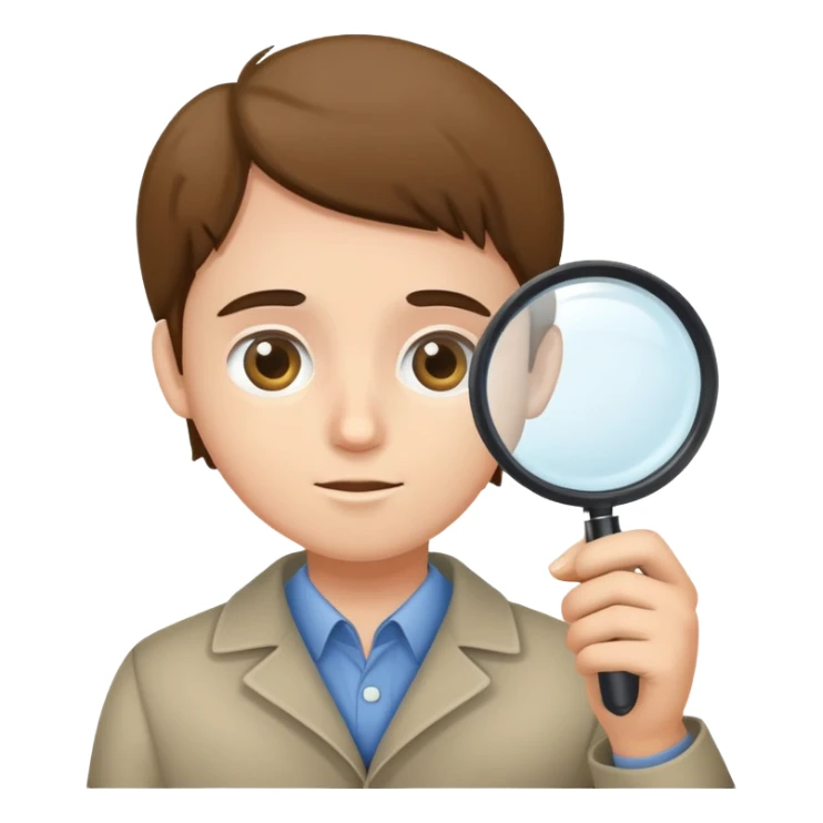 person examining with magnifying glass sticker