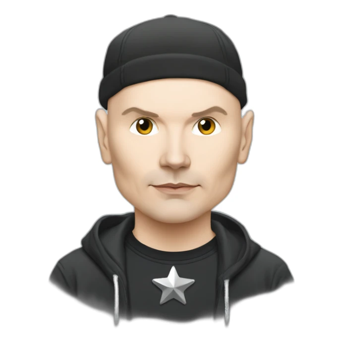 Billy corgan with a silver star on his t-shirt sticker