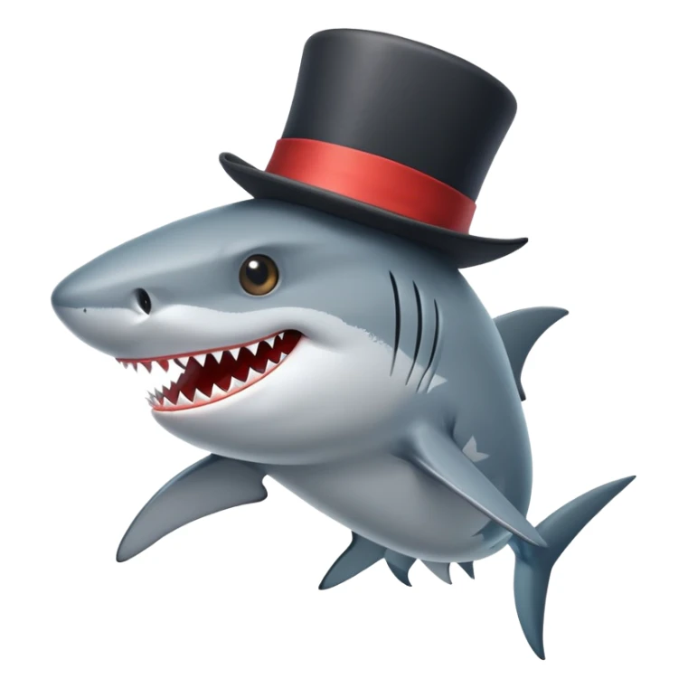 Shark with a top hat sticker
