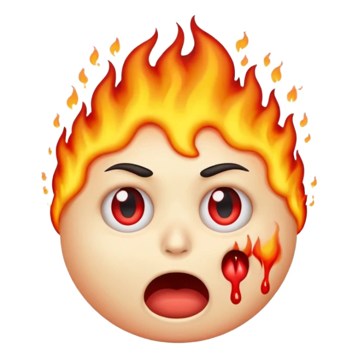 emoji scared and worried face with burning eyes and vomiting sticker