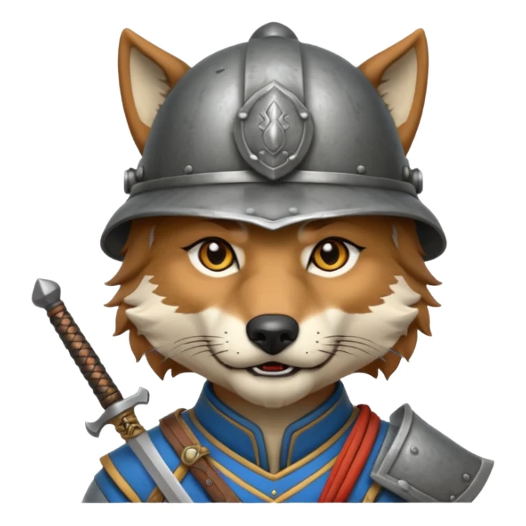 wolf face, mogolian ancient with small sword back and steel helmet sticker