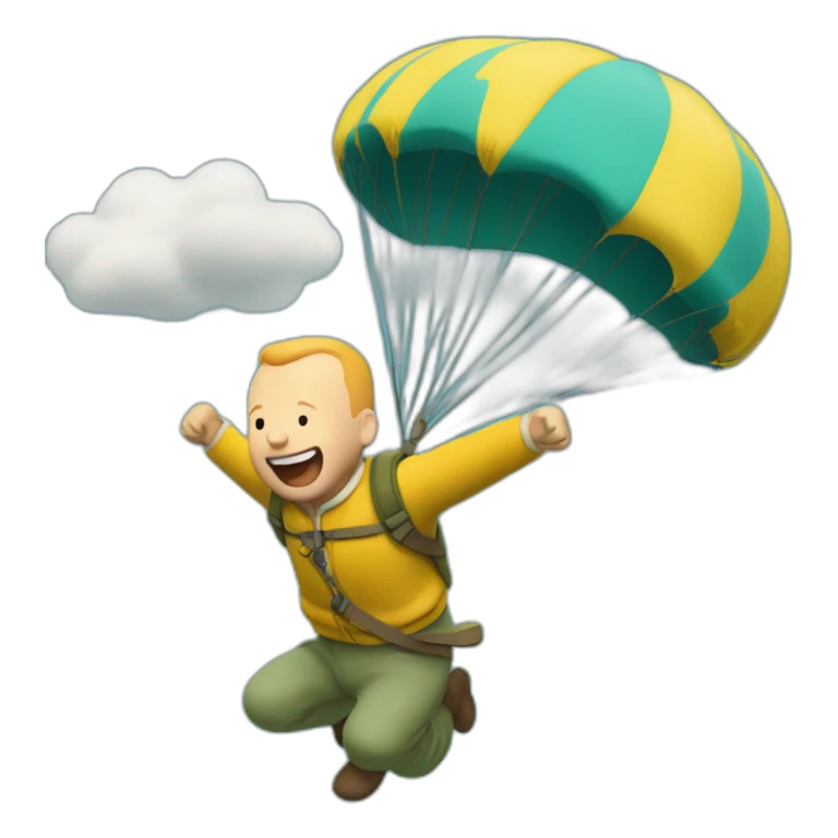 Tintin saut en parachute sticker