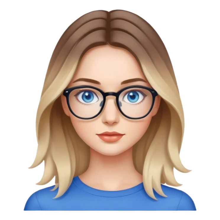 Shoulder length Balayage pale model lady with glasses and blue eyes  sticker