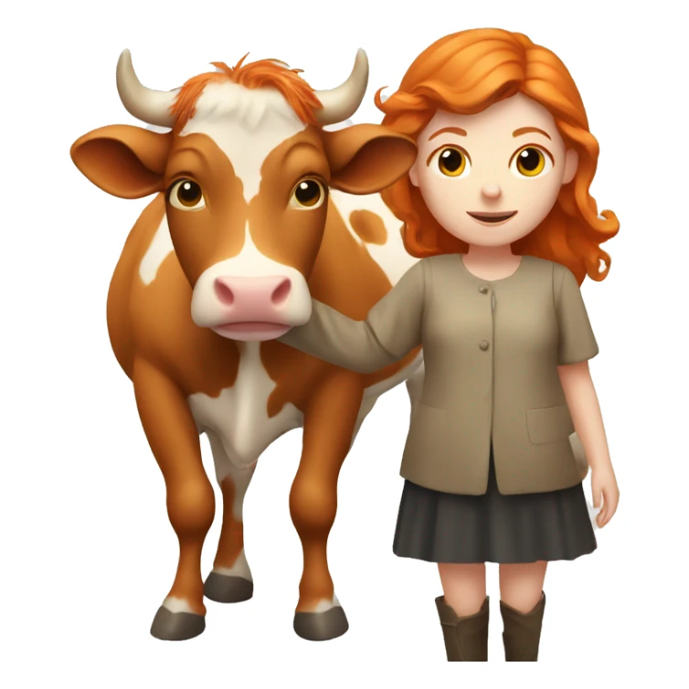 Ginger girl with a cow  sticker