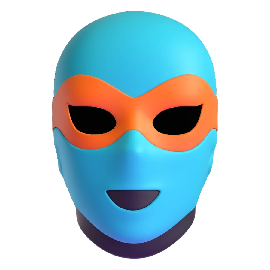 teal and orange ski mask with love expression sticker