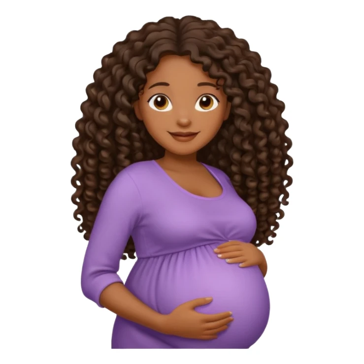Black pregnant woman with long curly hair sticker