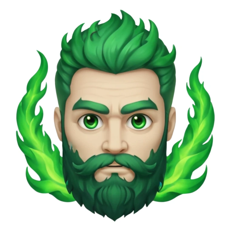 hades greek god with green flames and beard sticker