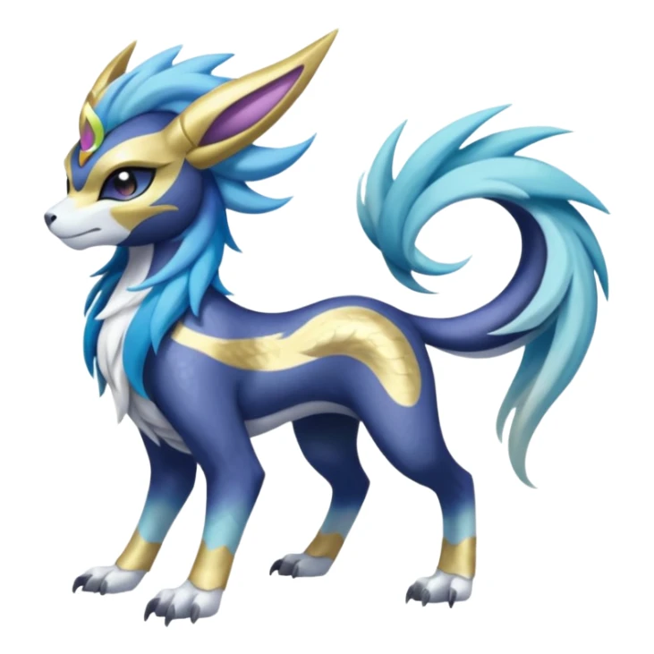 Shiny Sunny furry scaly painted Asian pastel-gradient Absol-Meloetta-Solgaleo-Luxray-Suicune-fusion sticker