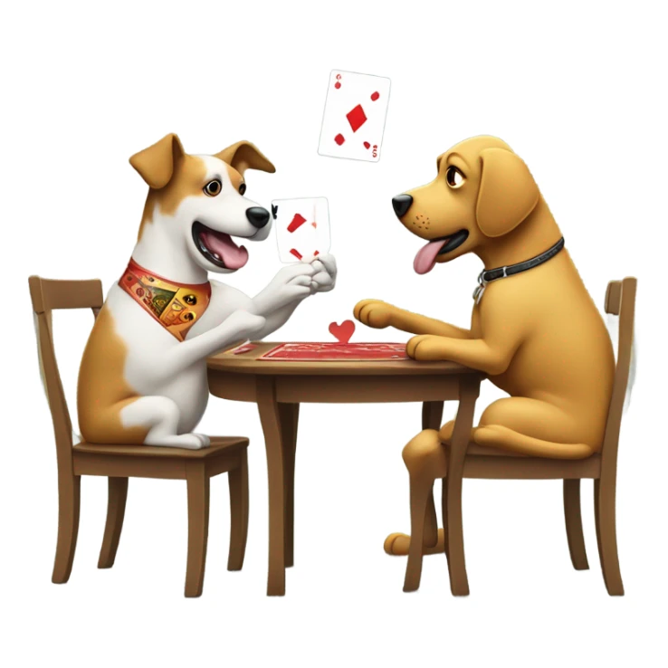 Dog and car playing cards sticker