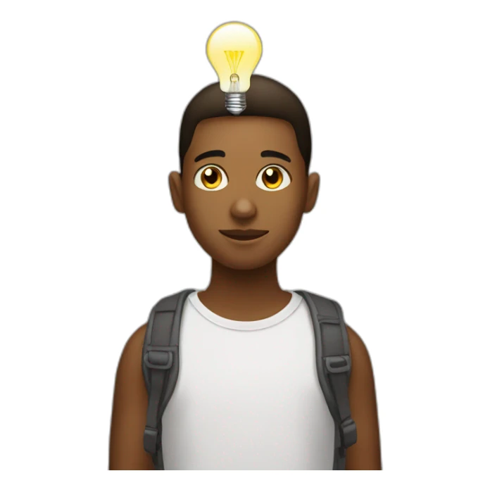 young creative artist with bulb on his head sticker