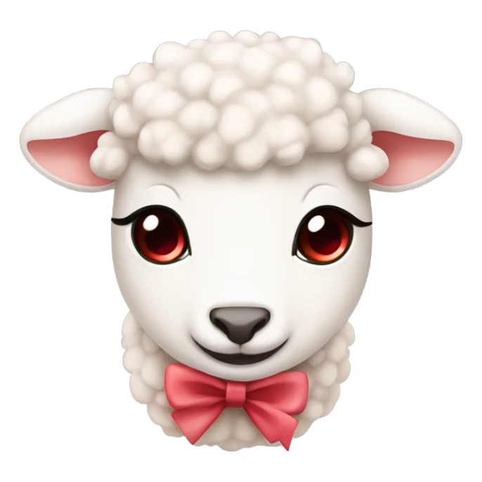 lamb with red eyes and pale pink bow  sticker