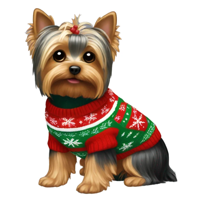 Yorkie in a Christmas sweater  sticker