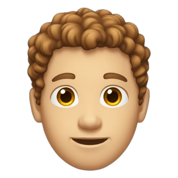 white guy with brown curly hair on top and normal hair on sides sticker