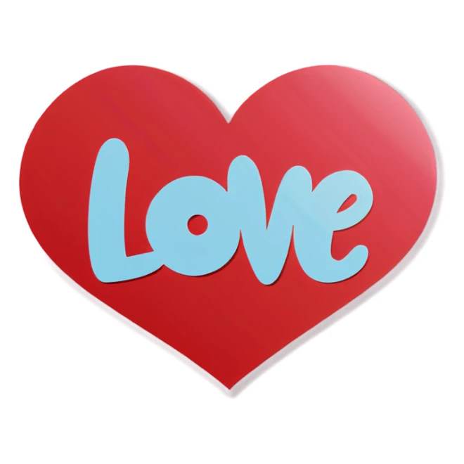 Heart with the word LOVE written on it sticker