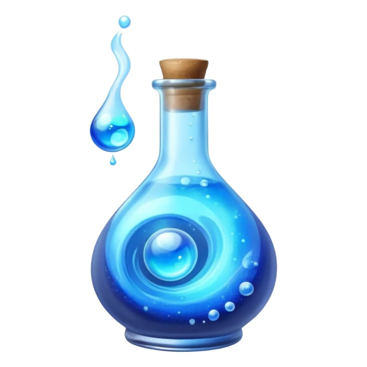 FANTASY MAGIC BLUE POTION TILTED TO THE LEFT IN A CIRCLE BOTTLE sticker