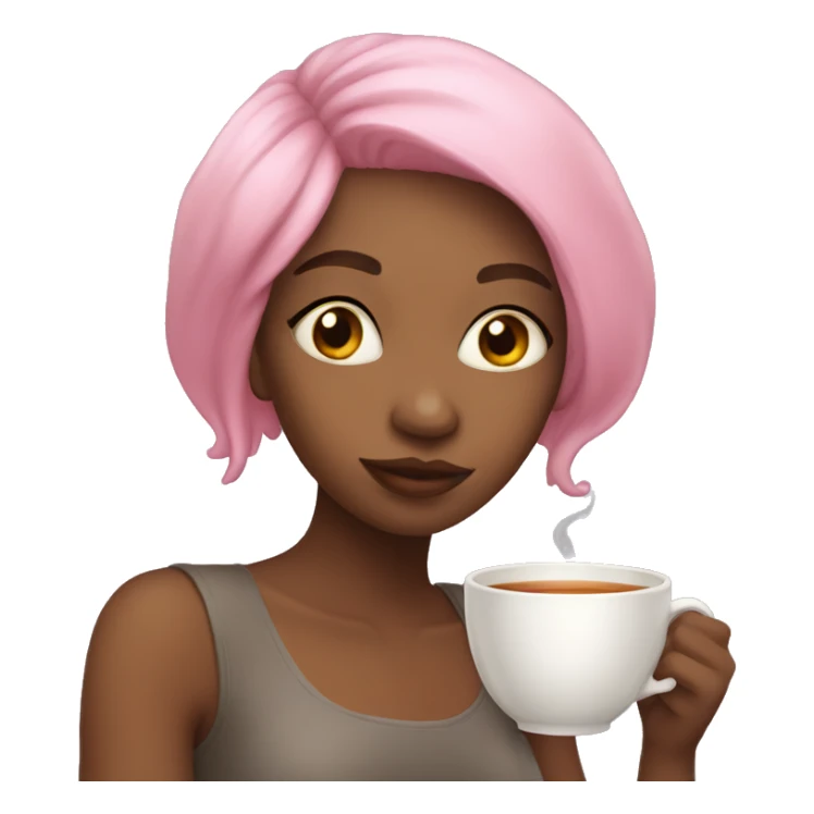 pink hair Girl sipping tea sticker