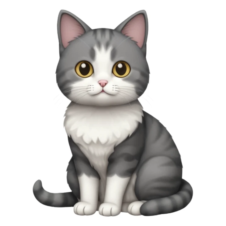 full body small short hair dark grey and white cat sticker