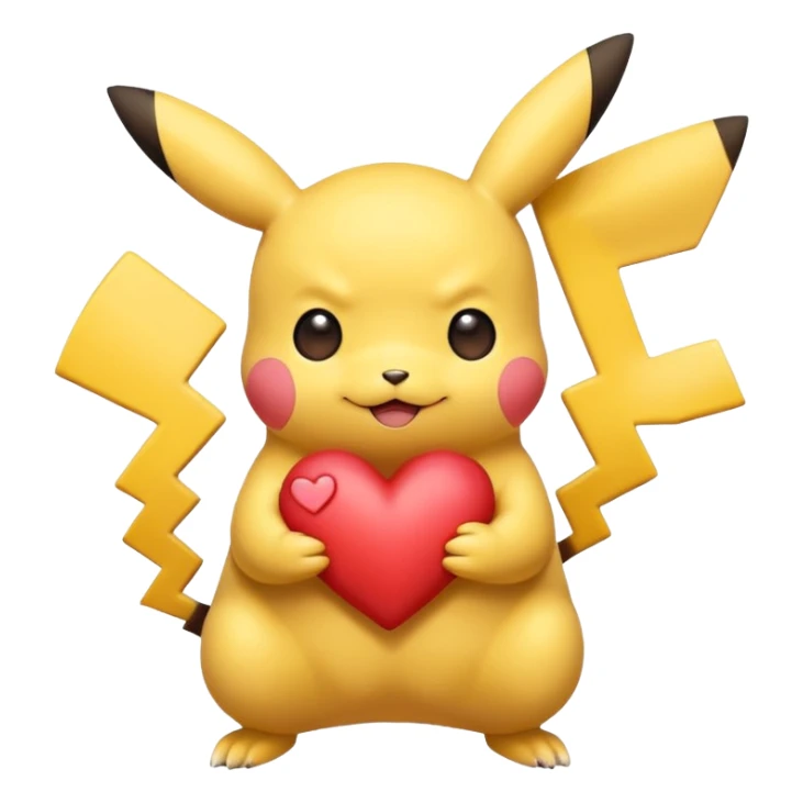 cute Pikachu Pokémon holding a heart and blushing sticker