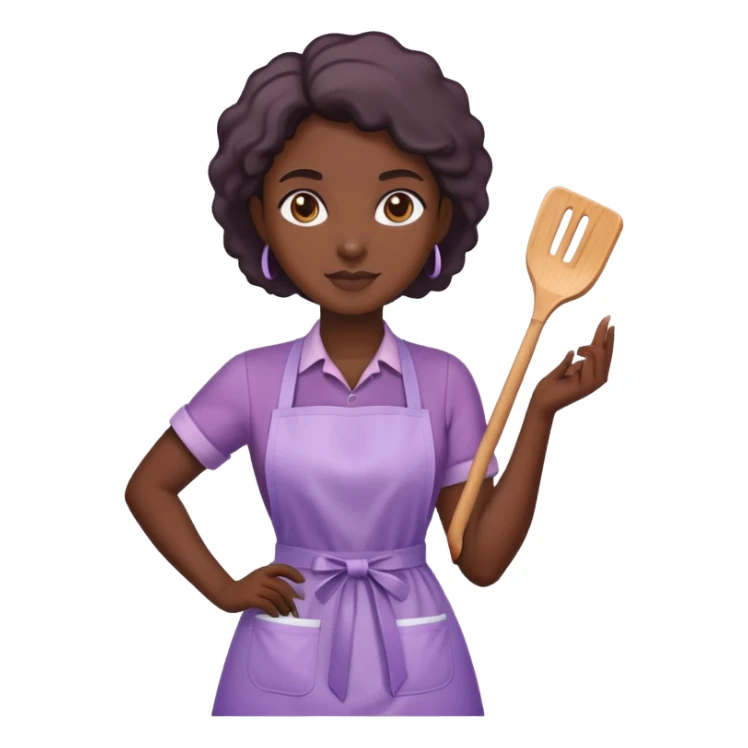 Dark skin lady eith light purple apron just the apron sticker