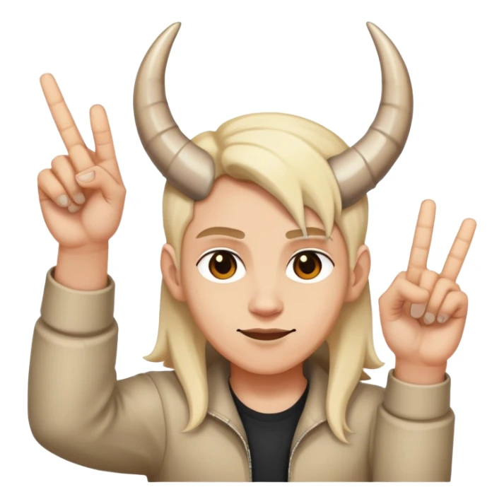 Rock on hand sign with light skin tone, horns gesture sticker