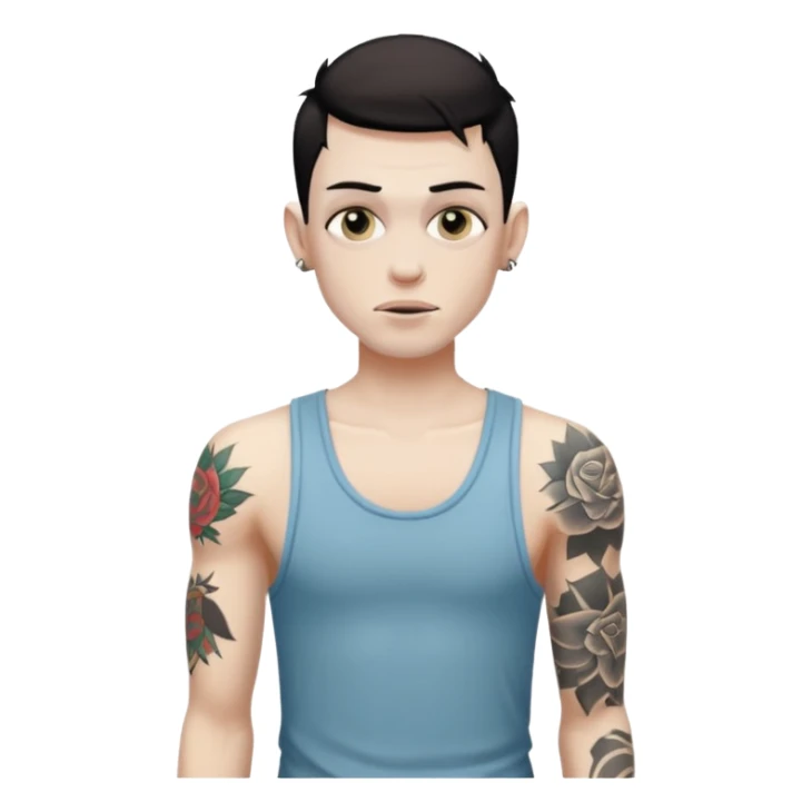 White skinny guy with a dirty tank top and tattoos sticker