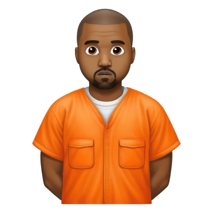kanye west as a prison inmate with an orange overall without a cell sticker