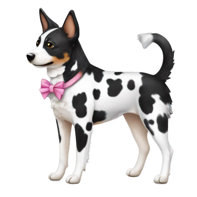 Black and white spotted Australian cattle dog, with bows sticker