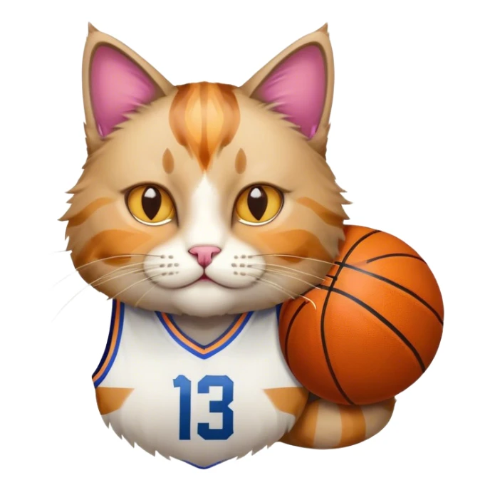 Un gatto con il pelo multicolore con la maglia da basket sticker