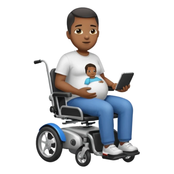 black pregnant man on motorized wheelchair sticker