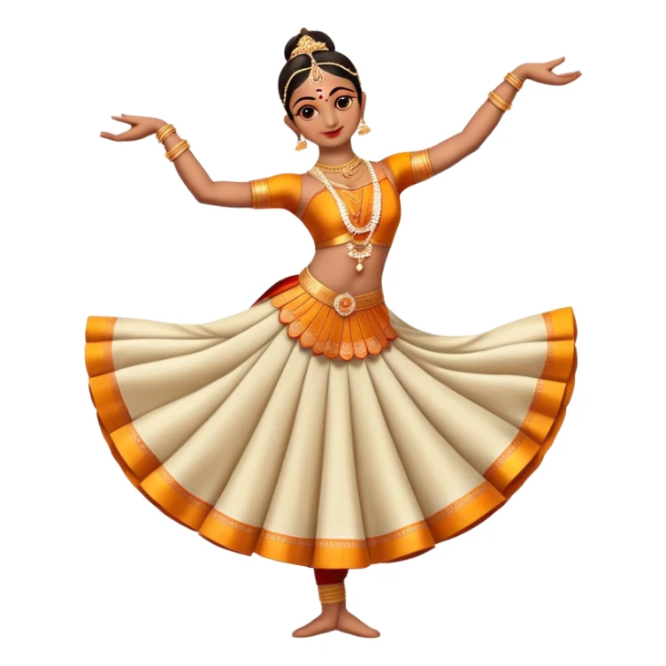 cinematic-realistic-bharatanatyam-dance-emoji,-depicted-as-an-elegant-classical-indian-dance-performance-with-graceful-poses,-intricate-costumes,-and-expressive-hand-gestures,-rendered-with-rich-textures-and-warm-dramatic-lighting, single dancer full body  sticker