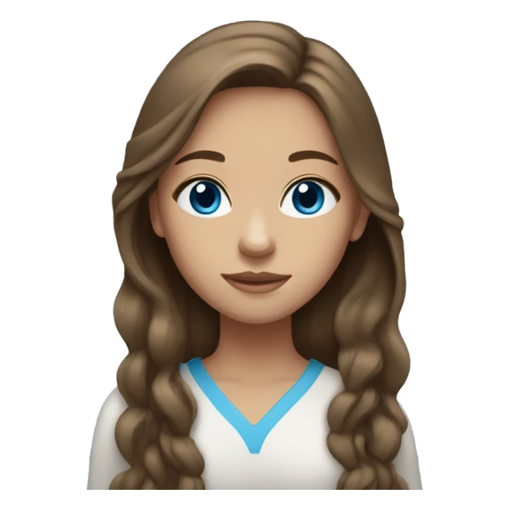 girl with long brown hair, light skin, blue eyes  sticker