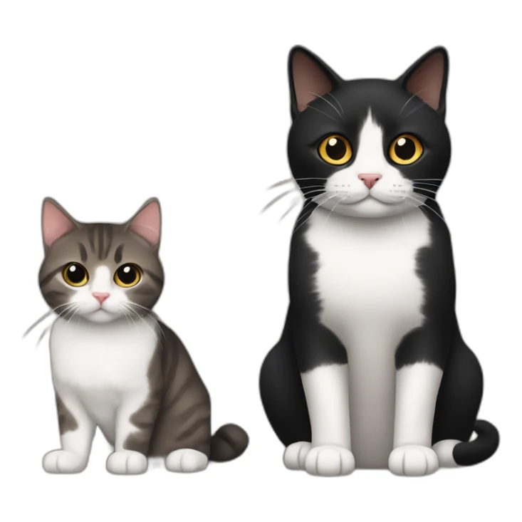 Black cat and Scottish fold brown cat sticker